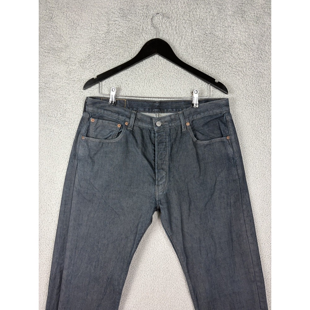 Levis 501 Jeans Mens 36x32 Gray Dark Wash Regular Straight Denim Pants Mens